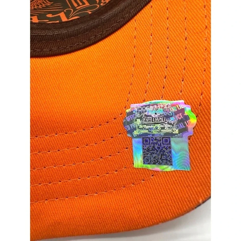 Von Dutch Logo Trucker Hat Orange Camo Mesh SnapBack Adjustable Unisex